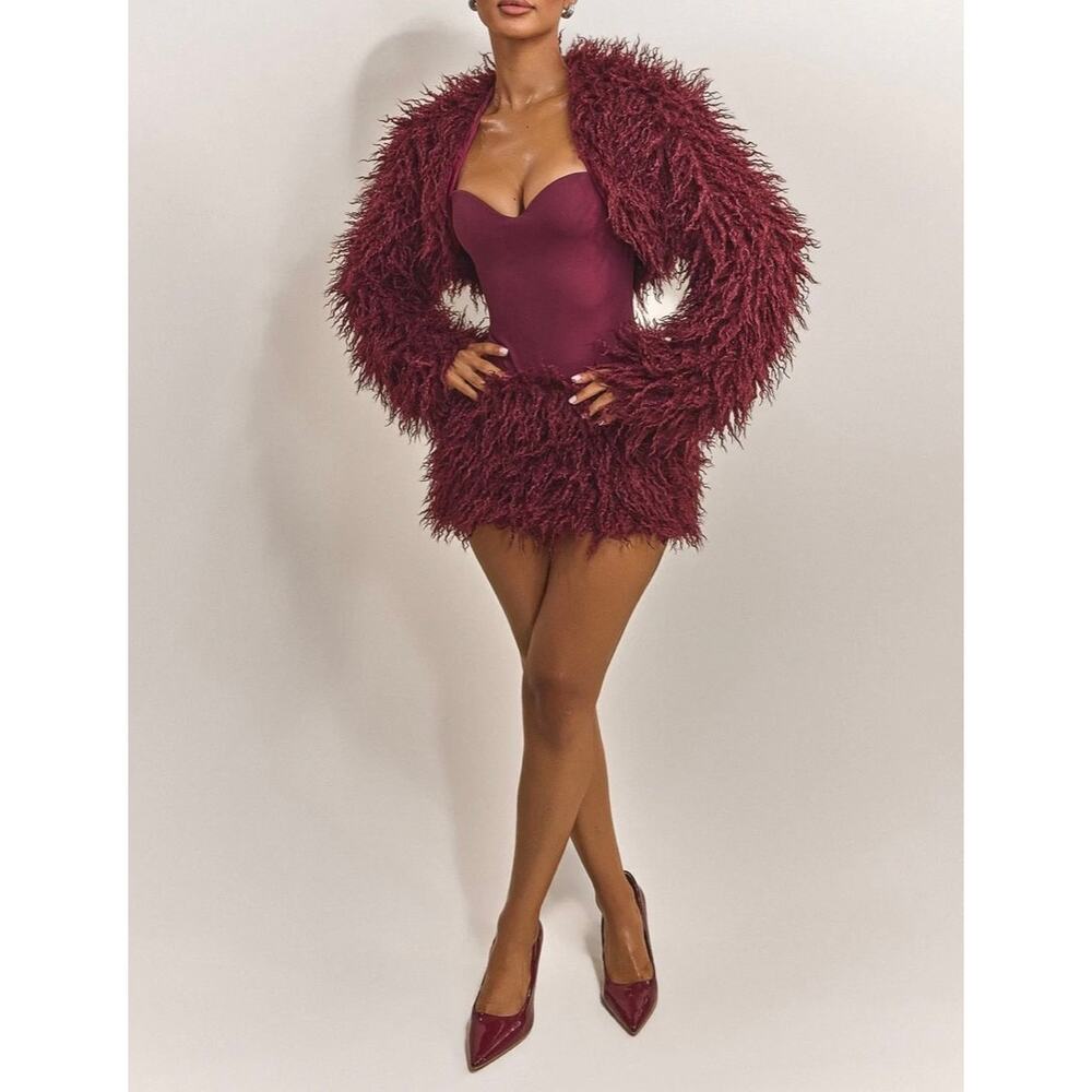 NWT Mars The Label Red Corset Dress & Faux Fur Shrug Set Size 4